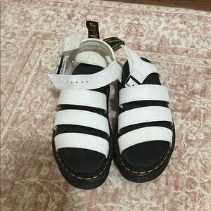 Dr. Martens Worn Twice White and Black Platform Sandals